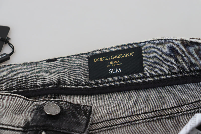 Jean slim en coton délavé gris Dolce &amp; Gabbana pour homme
