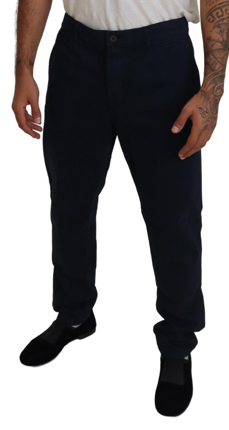 Pantalon habillé pour homme en coton bleu Dolce &amp; Gabbana