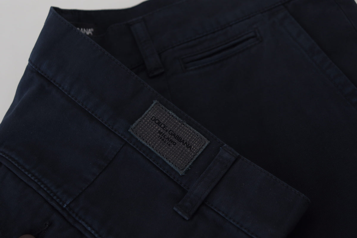 Pantalon habillé pour homme en coton bleu Dolce &amp; Gabbana