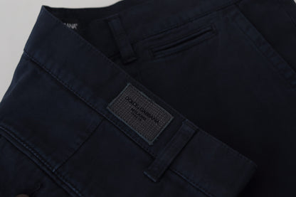 Pantalon habillé pour homme en coton bleu Dolce &amp; Gabbana