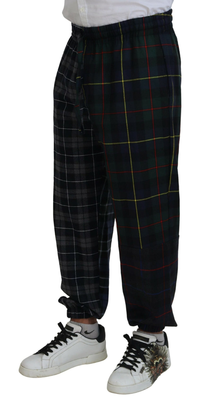 Pantalon de jogging en laine à carreaux multicolores pour homme de Dolce &amp; Gabbana