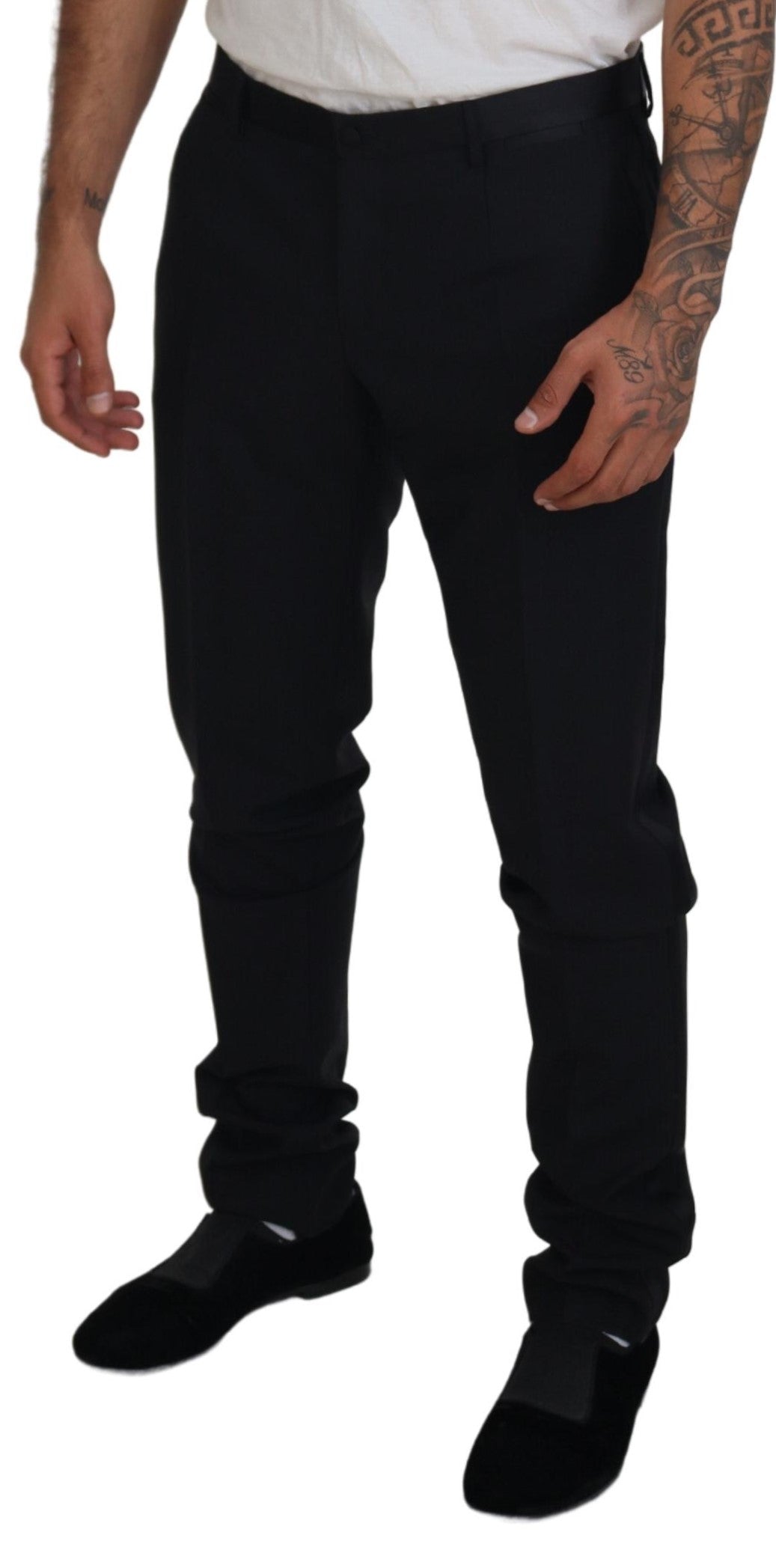 Pantalon tailleur noir en laine Dolce &amp; Gabbana