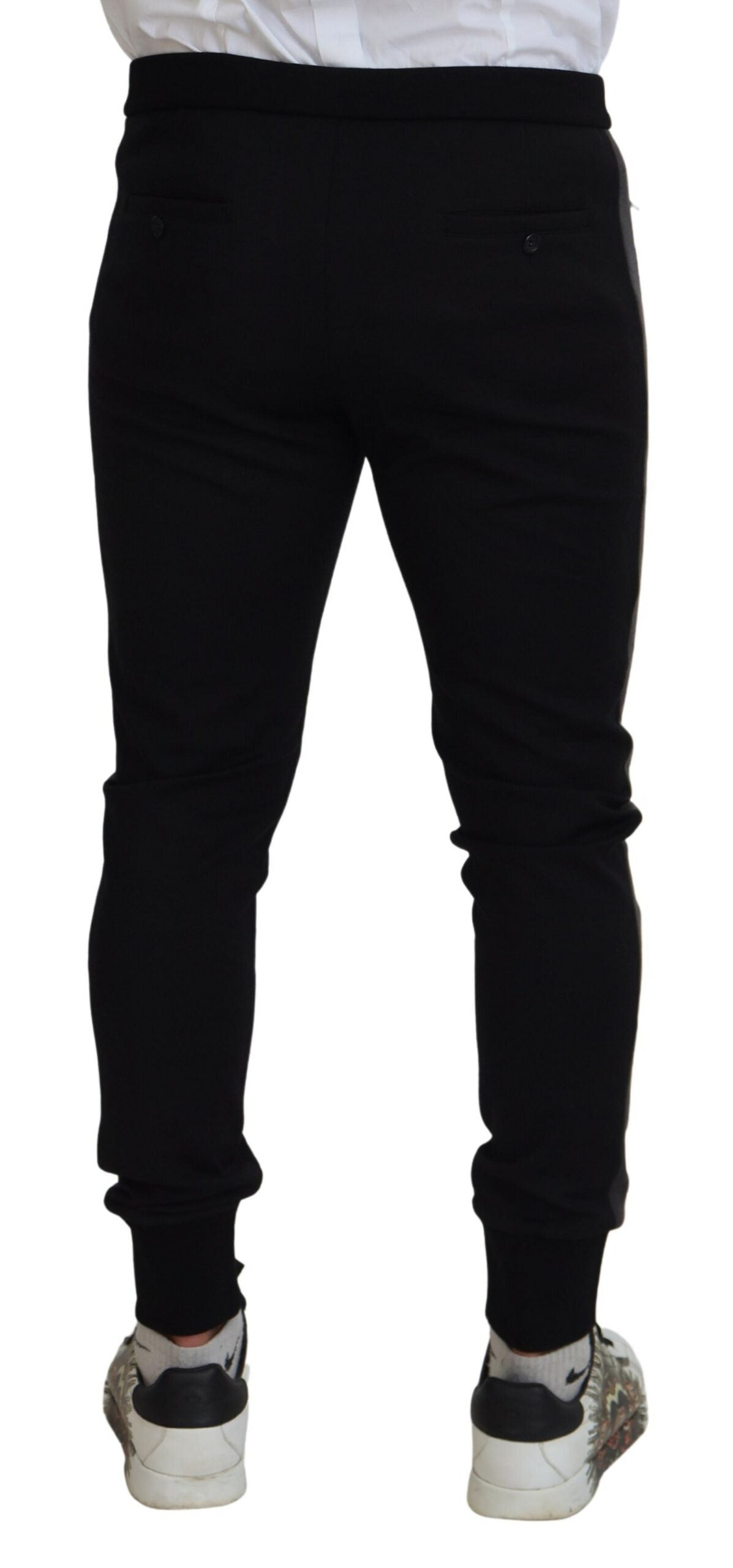 Pantalon de jogging en laine noire à motif fer à cheval de Dolce &amp; Gabbana
