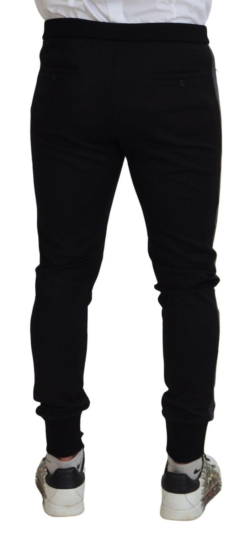 Pantalon de jogging en laine noire à motif fer à cheval de Dolce &amp; Gabbana