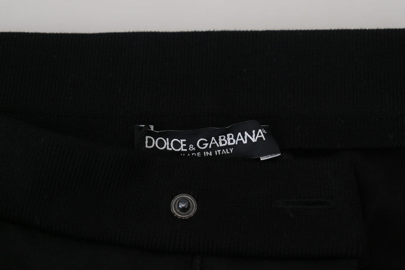 Pantalon de jogging en laine noire à motif fer à cheval de Dolce &amp; Gabbana