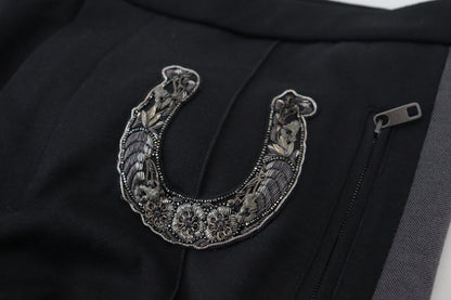 Dolce &amp; Gabbana zwarte wollen joggingbroek met hoefijzermotief
