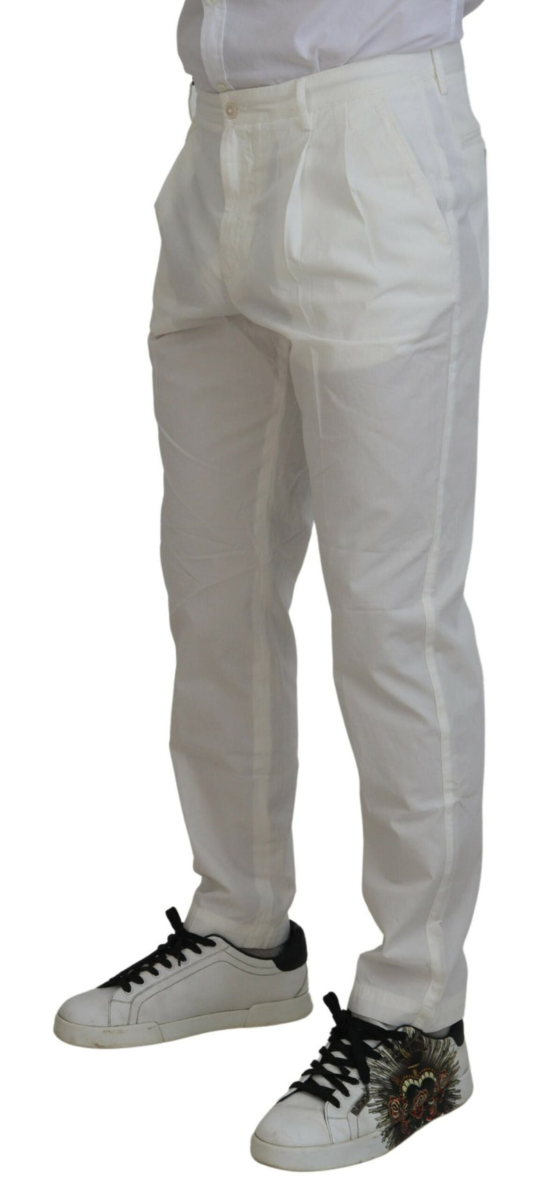 Pantalon chino skinny en coton blanc Dolce &amp; Gabbana