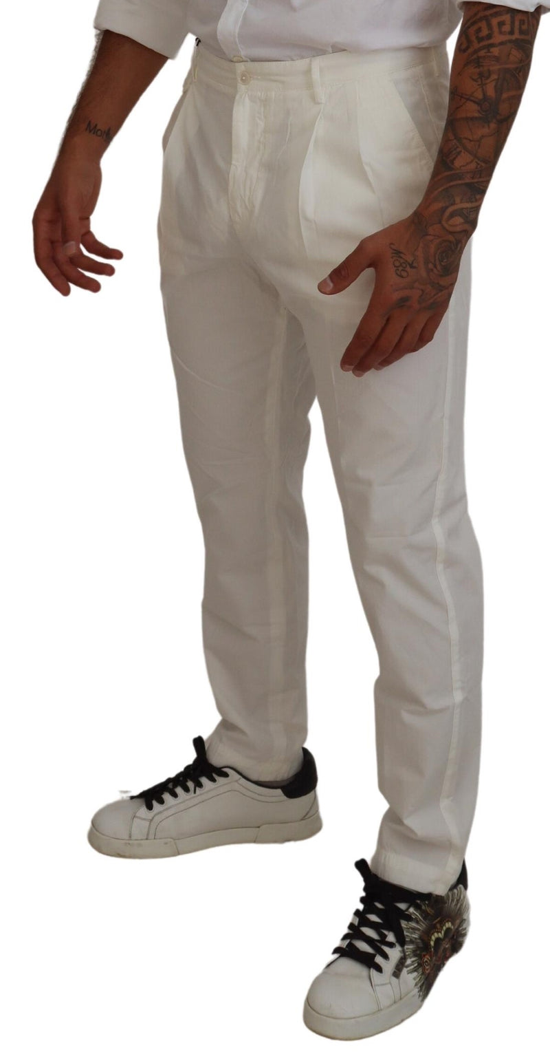 Pantalon chino skinny en coton blanc Dolce &amp; Gabbana