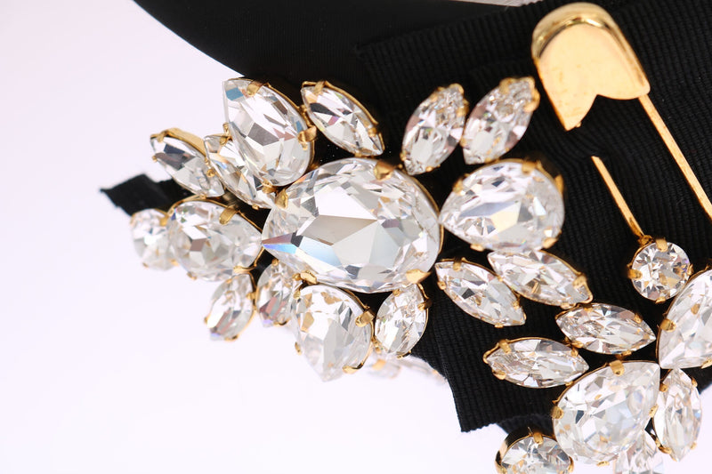 Dolce & Gabbana Black Crystal White Hair Parrucchiera Headband