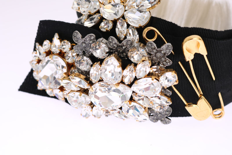 Dolce & Gabbana Black Crystal White Hair Parrucchiera Headband