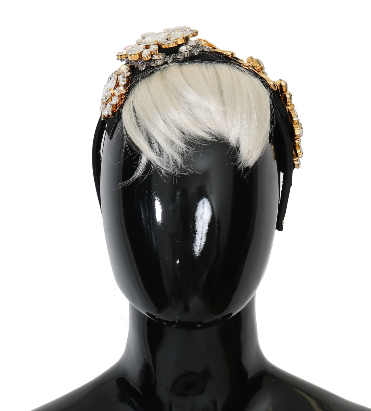 Dolce & Gabbana Black Crystal White Hair Parrucchiera Headband