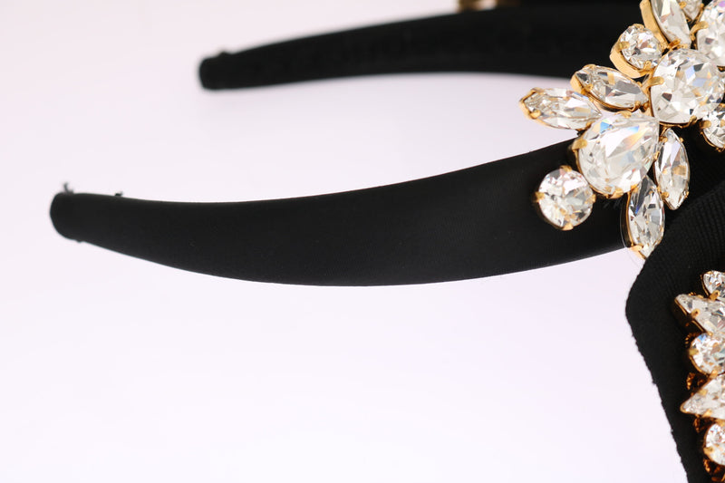 Dolce & Gabbana Black Crystal White Hair Parrucchiera Headband
