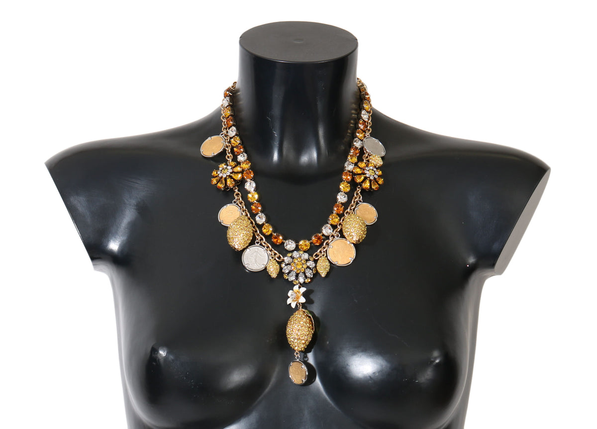 Collier Statement en Cristal et Laiton Doré Dolce & Gabbana