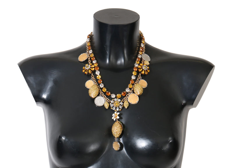 Collier Statement en Cristal et Laiton Doré Dolce & Gabbana