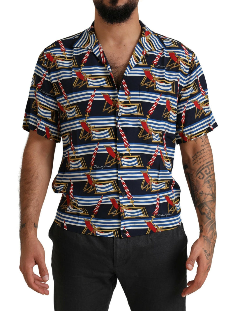 Chemise à manches courtes multicolore à motif chaise de plage de Dolce &amp; Gabbana