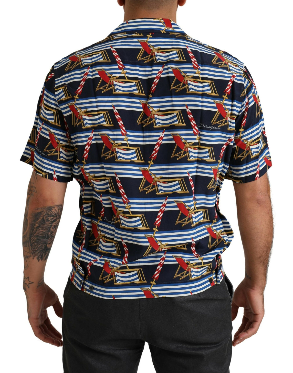 Chemise à manches courtes multicolore à motif chaise de plage de Dolce &amp; Gabbana