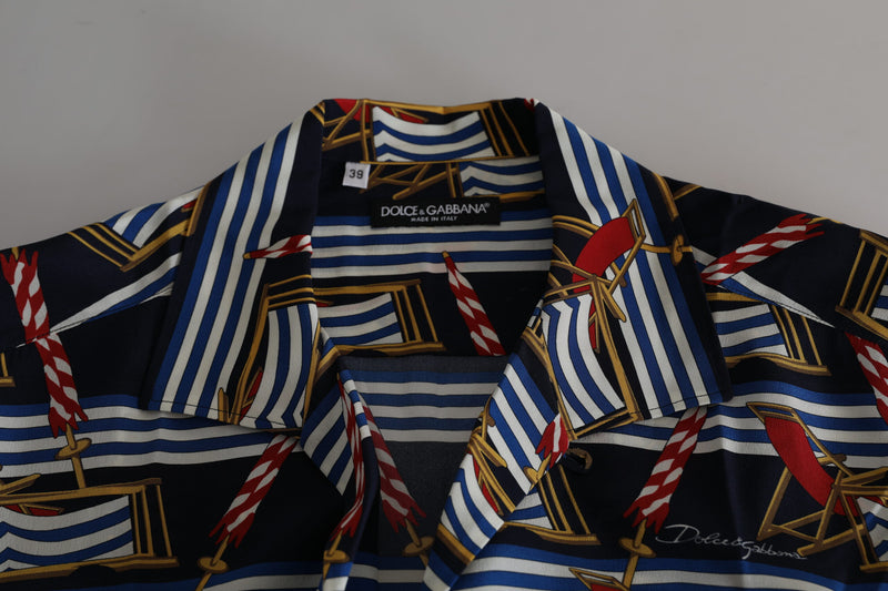 Chemise à manches courtes multicolore à motif chaise de plage de Dolce &amp; Gabbana