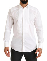 Chemise de smoking formelle en coton blanc doré de Dolce &amp; Gabbana