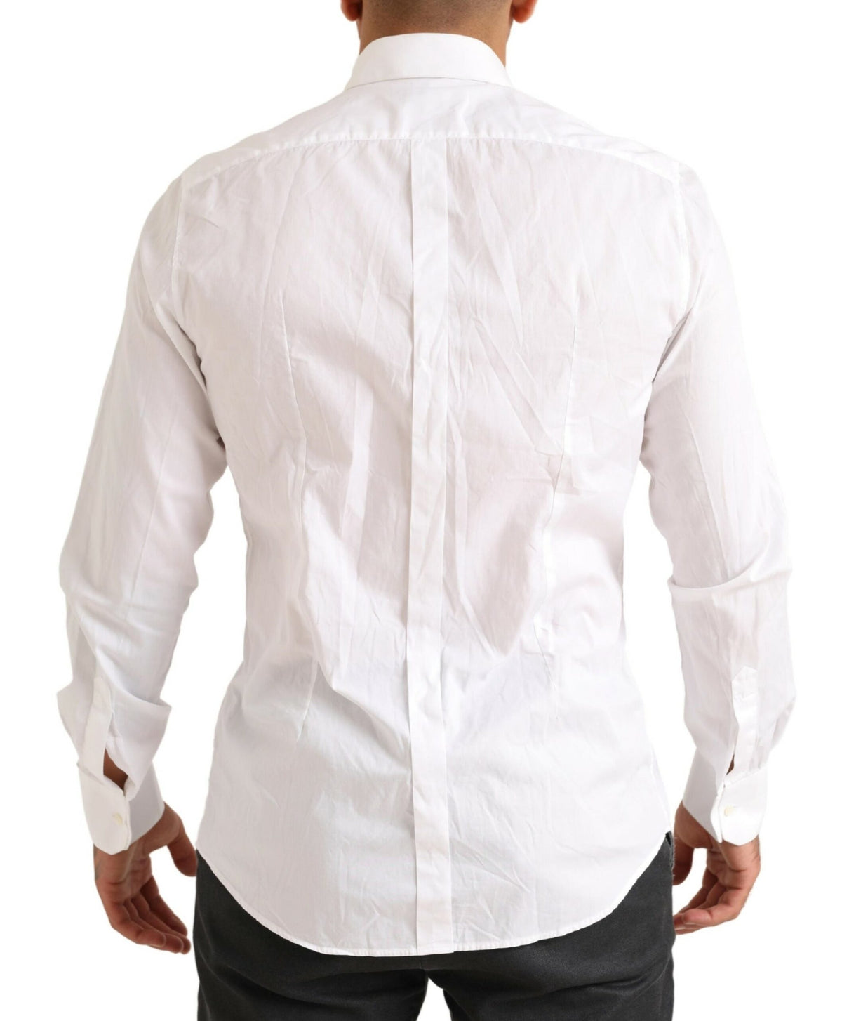 Chemise de smoking formelle en coton blanc doré de Dolce &amp; Gabbana