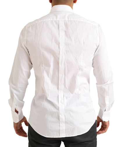 Chemise de smoking formelle en coton blanc doré de Dolce &amp; Gabbana