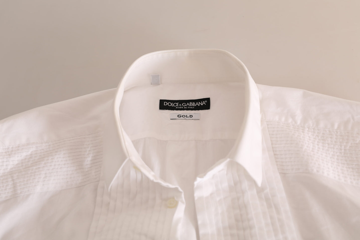 Chemise de smoking formelle en coton blanc doré de Dolce &amp; Gabbana
