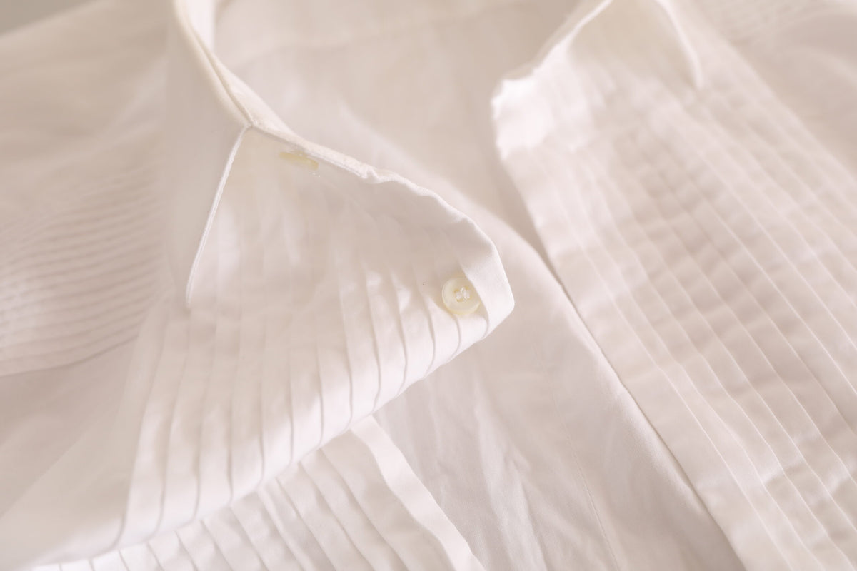 Chemise de smoking formelle en coton blanc doré de Dolce &amp; Gabbana
