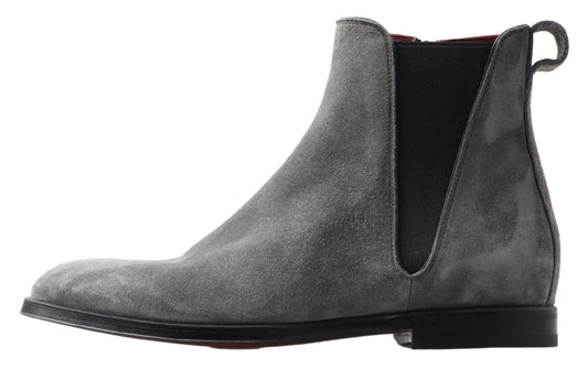 Dolce & Gabbana Gray Leather Chelsea Boots for Men
