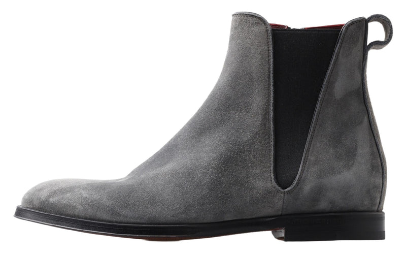 Dolce & Gabbana Gray Leather Chelsea Boots for Men