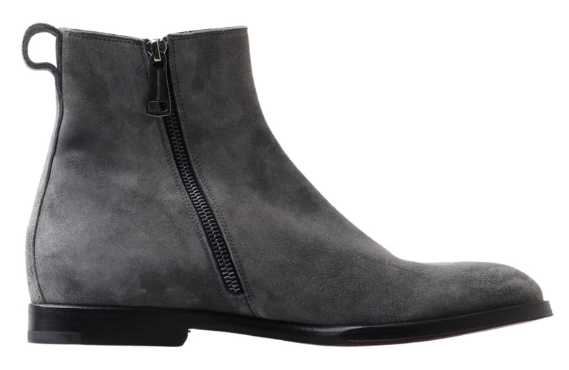 Dolce & Gabbana Gray Leather Chelsea Boots for Men