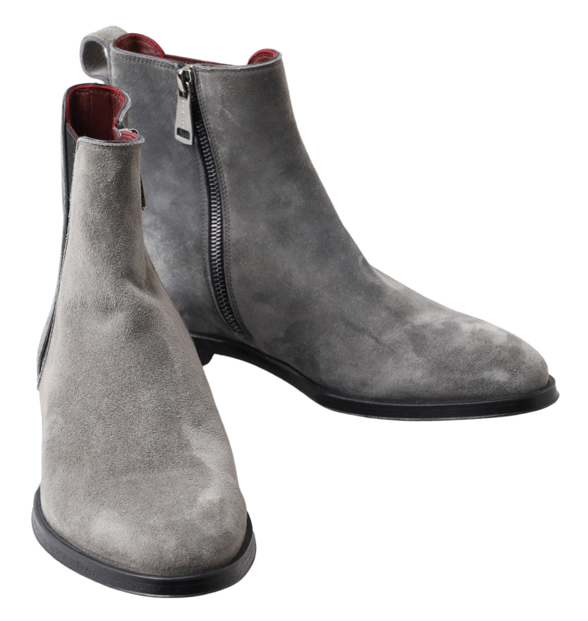 Dolce & Gabbana Gray Leather Chelsea Boots for Men