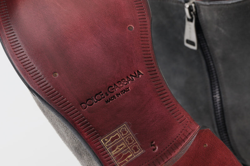 Dolce & Gabbana Gray Leather Chelsea Boots for Men