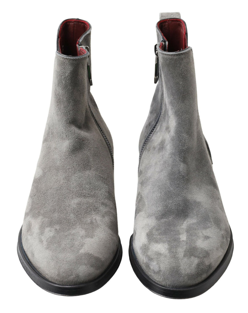 Dolce & Gabbana Gray Leather Chelsea Boots for Men