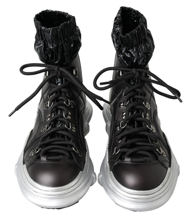 Dolce & Gabbana Black Nylon Galileo High Top Sneakers