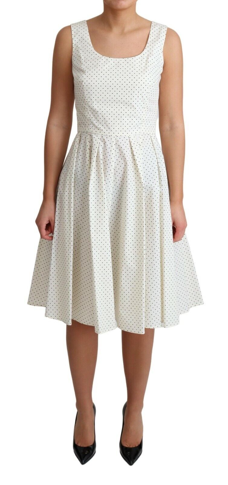 Robe A-Line en Coton Blanc à Pois de Dolce & Gabbana
