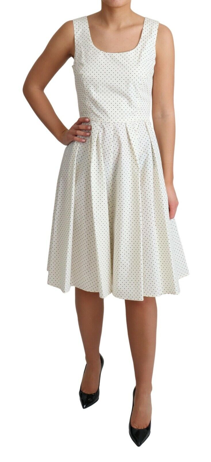 Robe A-Line en Coton Blanc à Pois de Dolce & Gabbana