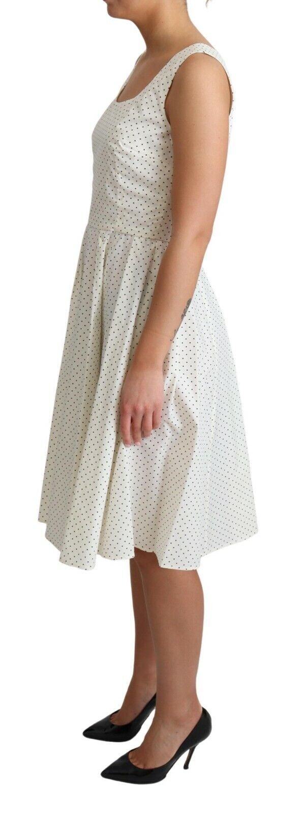 Robe A-Line en Coton Blanc à Pois de Dolce & Gabbana