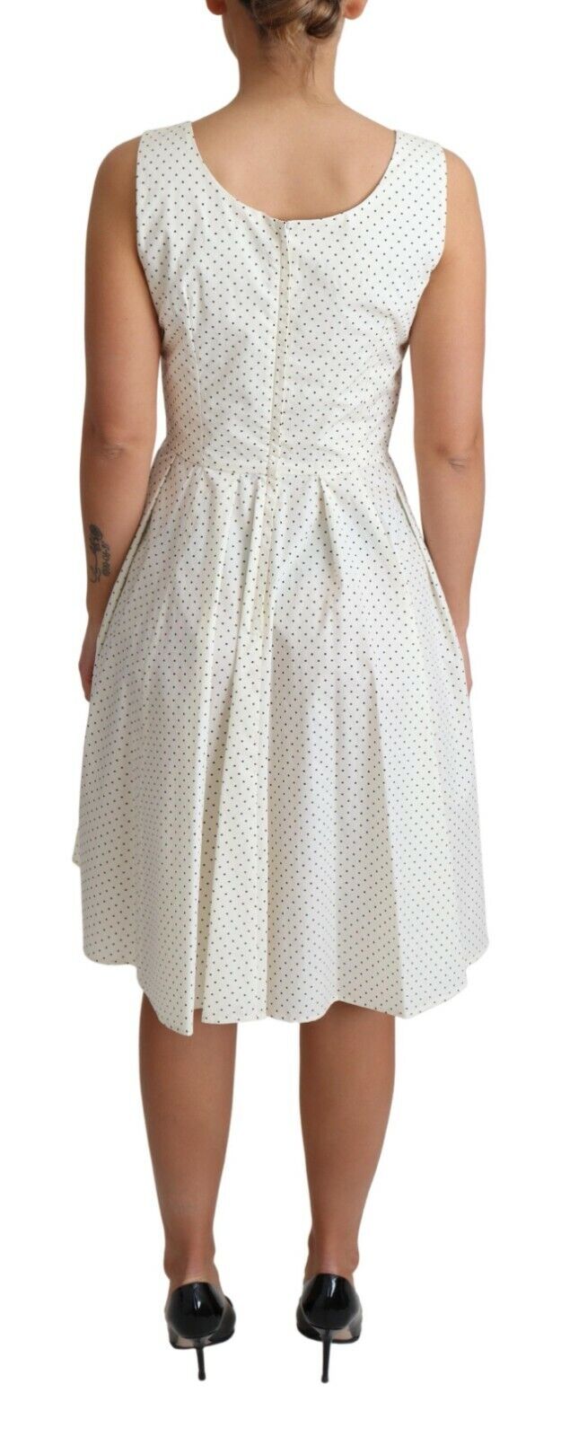 Robe A-Line en Coton Blanc à Pois de Dolce & Gabbana