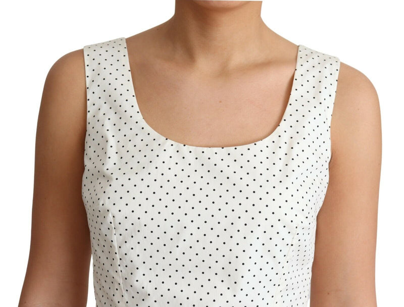 Robe A-Line en Coton Blanc à Pois de Dolce & Gabbana