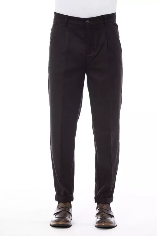 Pantalon en laine marron Alpha Studio pour homme