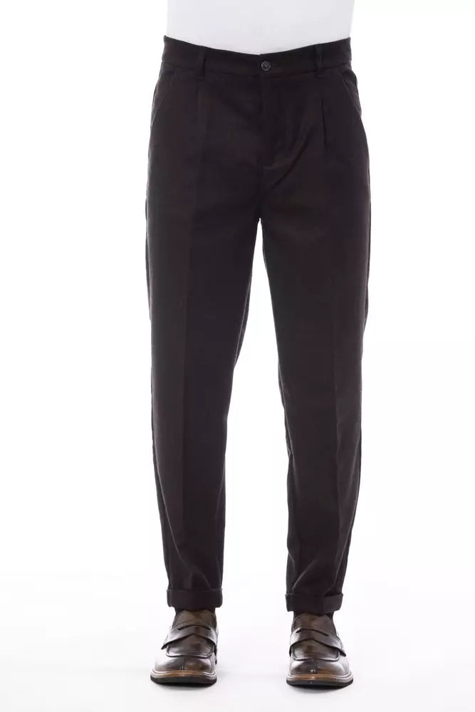 Pantalon en laine marron Alpha Studio pour homme