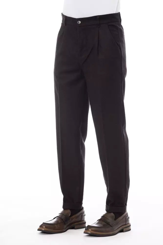 Pantalon en laine marron Alpha Studio pour homme
