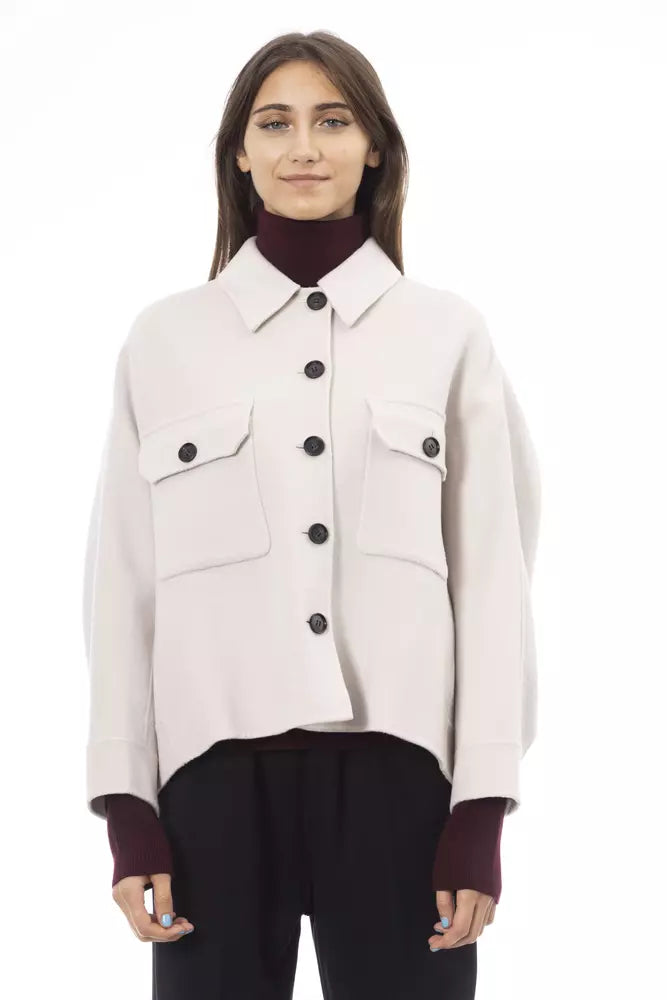 Veste de blazer élégante Alpha Studio en laine blanche