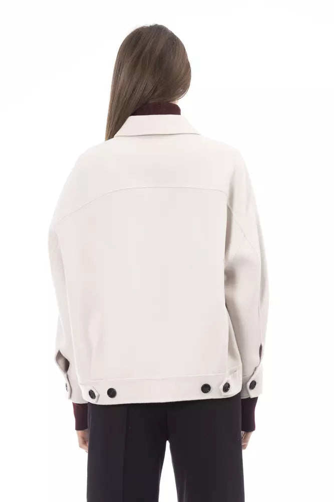 Veste de blazer élégante Alpha Studio en laine blanche
