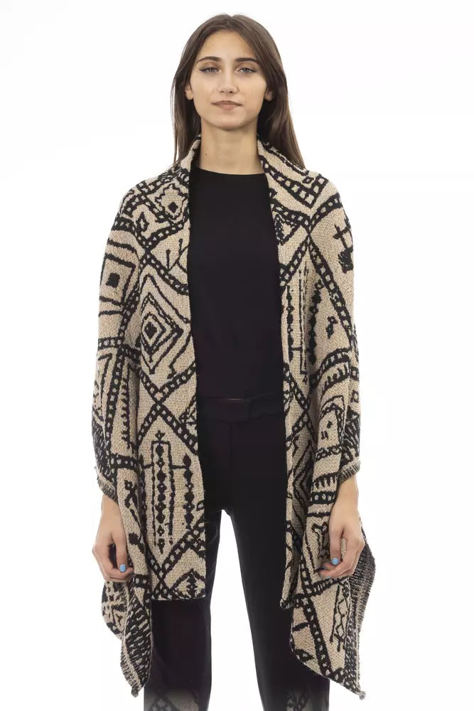 Écharpe Femme en Laine Marron Alpha Studio - Double Face Jacquard Scandinave