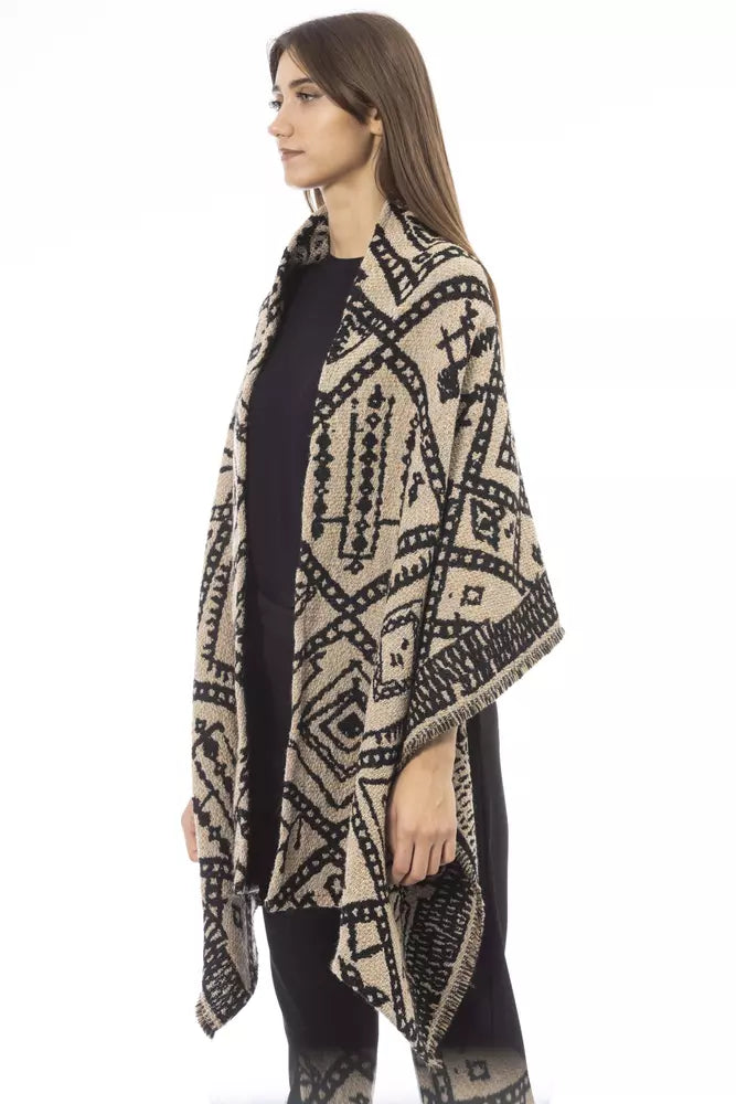 Écharpe Femme en Laine Marron Alpha Studio - Double Face Jacquard Scandinave