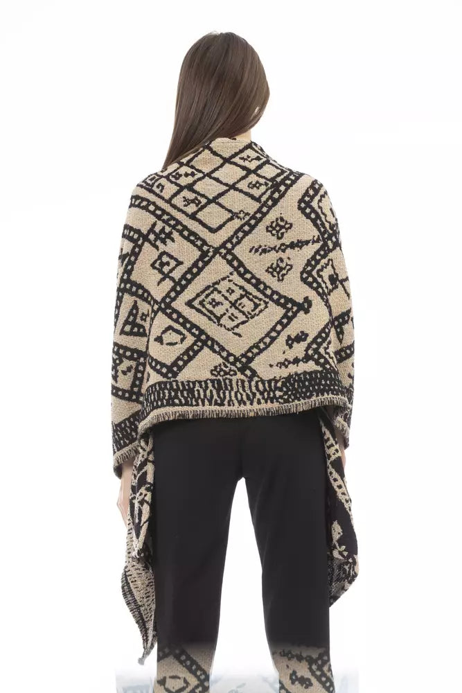 Écharpe Femme en Laine Marron Alpha Studio - Double Face Jacquard Scandinave