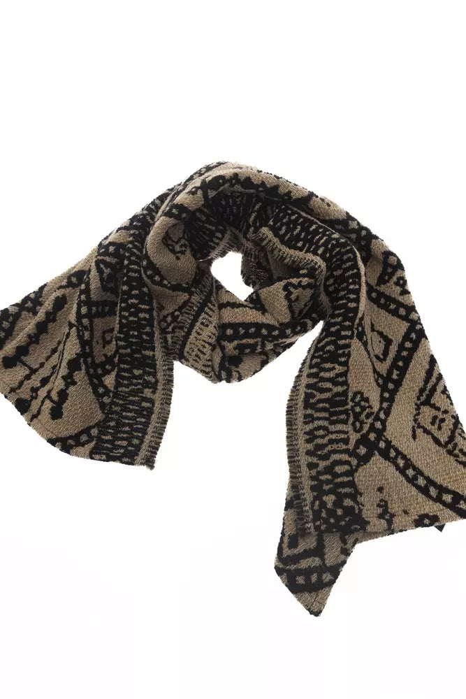 Écharpe Femme en Laine Marron Alpha Studio - Double Face Jacquard Scandinave
