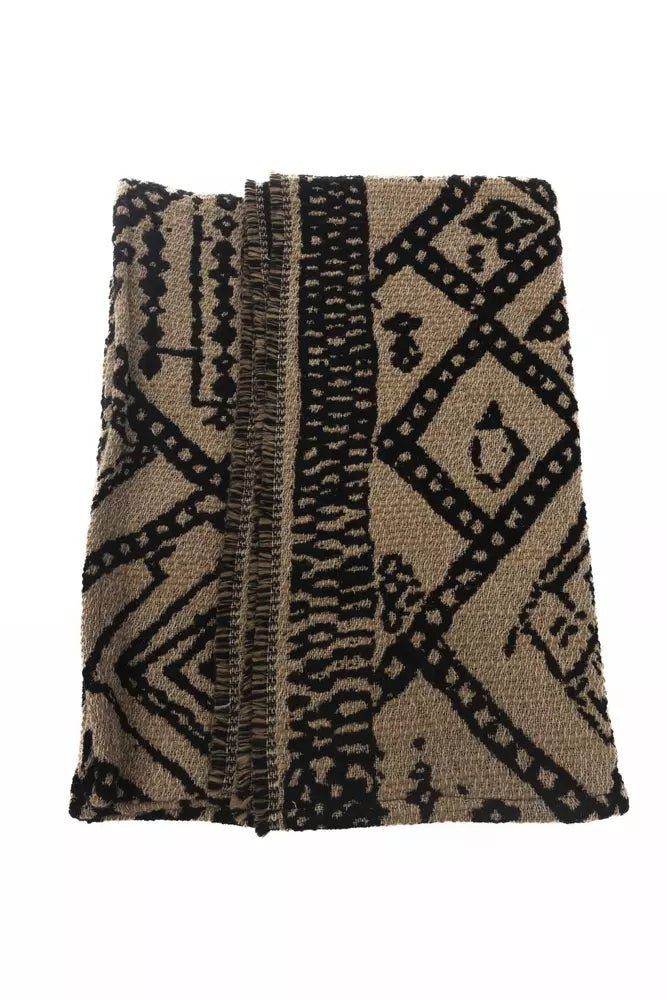 Écharpe Femme en Laine Marron Alpha Studio - Double Face Jacquard Scandinave