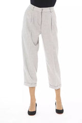 Alpha Studio Gray Wool Women Pants - Élégantes et Polyvalentes