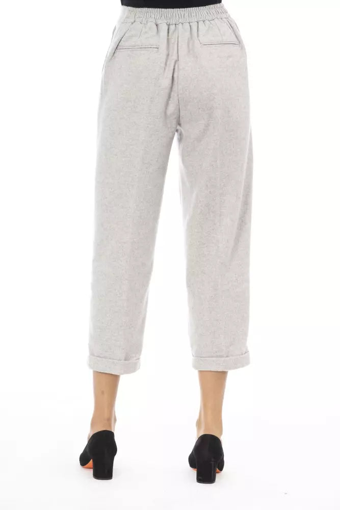 Alpha Studio Gray Wool Women Pants - Élégantes et Polyvalentes